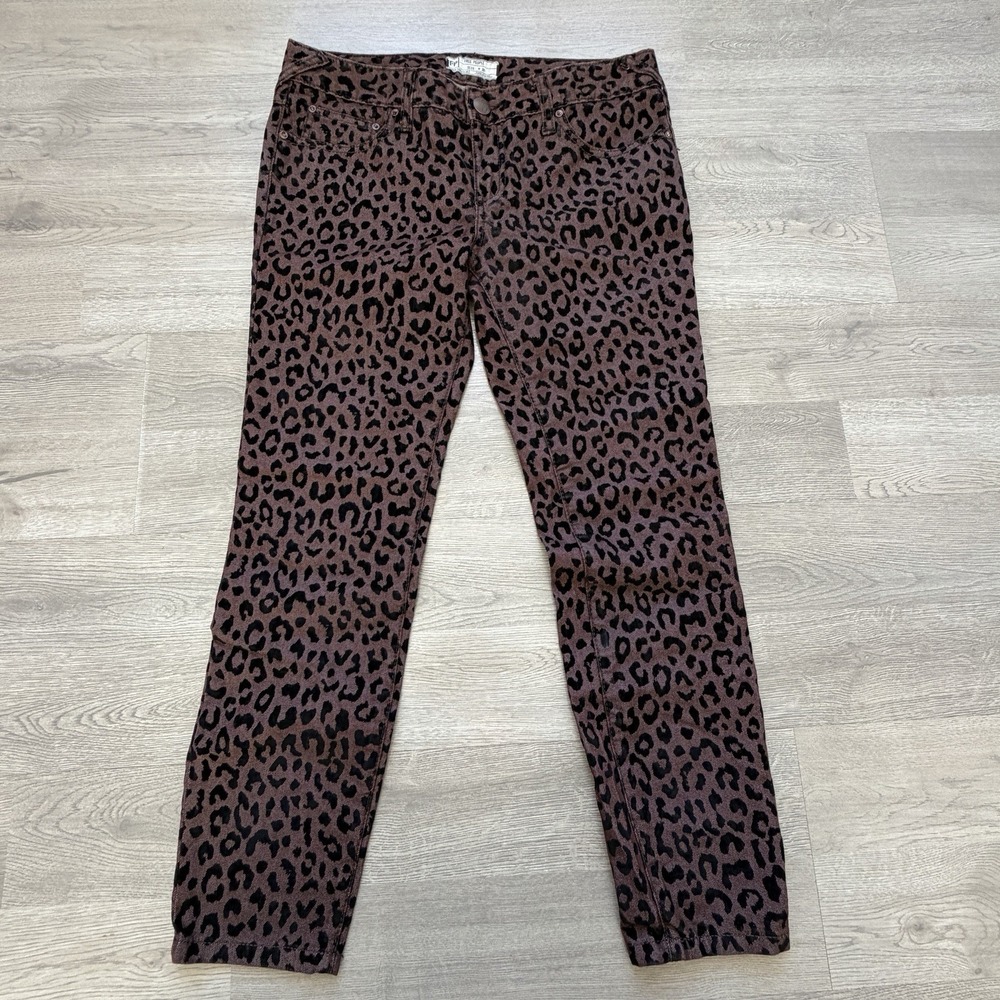 Free People Mocha Combo Cheetah Print Skinny Jeans Women's 28